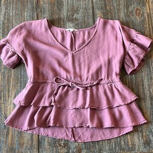 Chic Mauve Ruffle Blouse